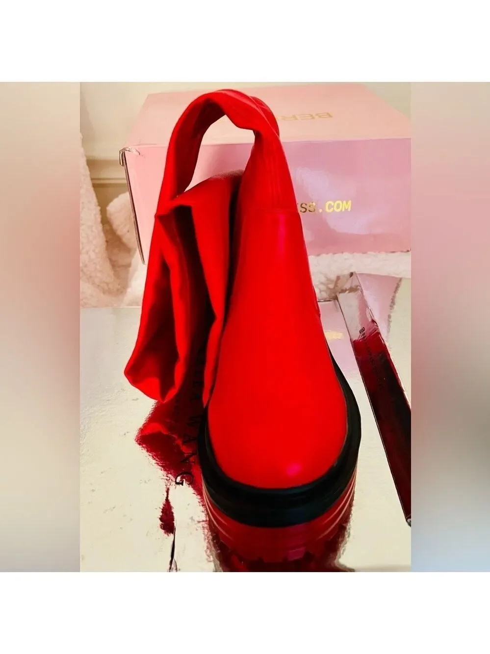 NIB Dolls Kill Azalea Wang Euro Thigh High Boots Surgplatform in Red